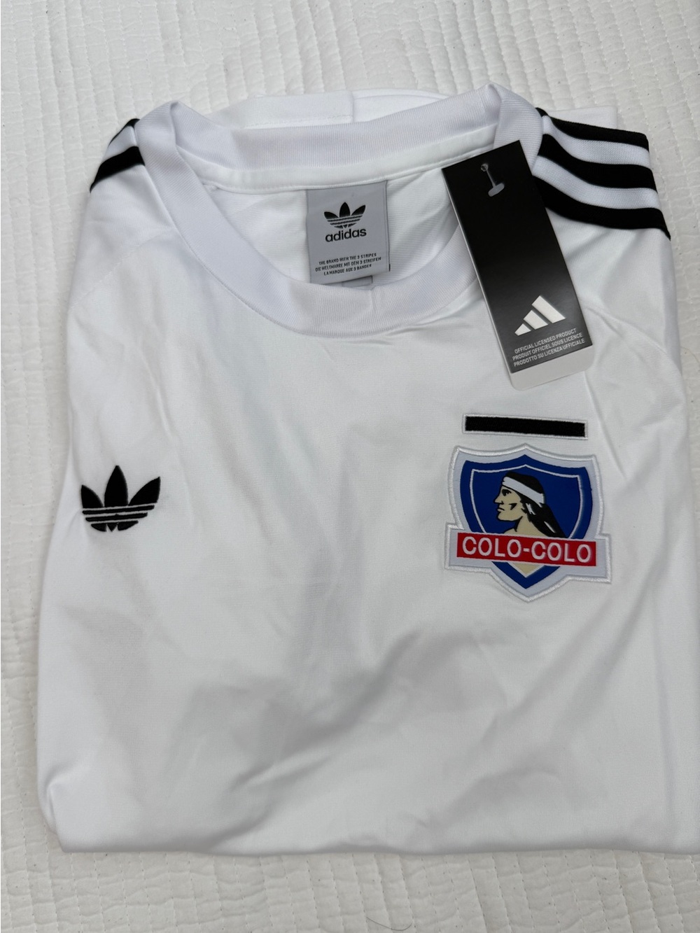 adidas White Colo-Colo Men’s Football Jersey with Black Stripes